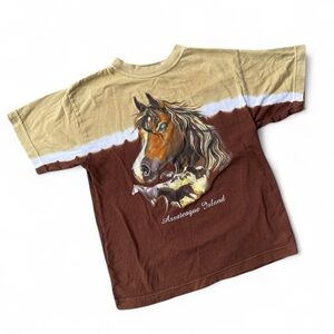 Kids Brown & Tan Assateague Island (Chincoteague Ponies) T-shirt - size Medium